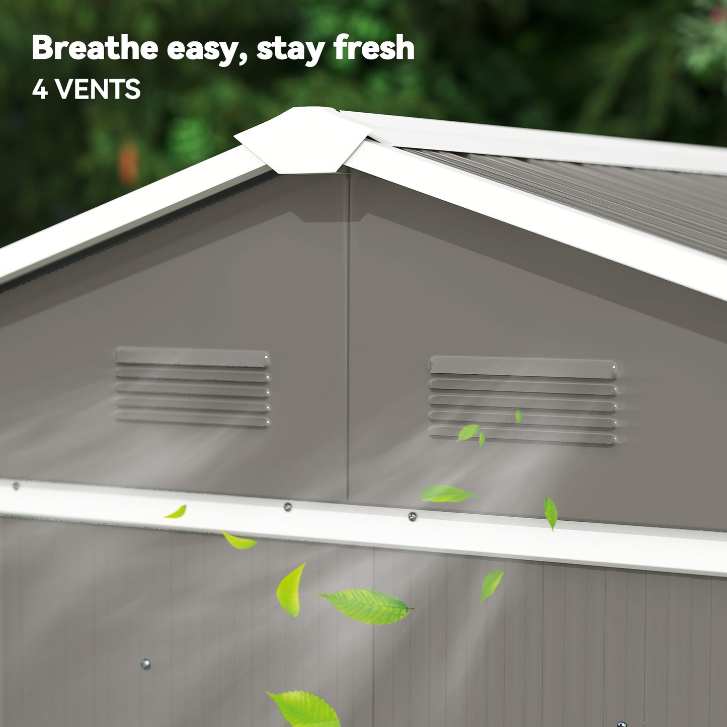 6.5ft x 3.5ft Metal Garden Storage Shed for Outdoor Tool Storage with Double Sliding Doors and 4 Vents, Grey