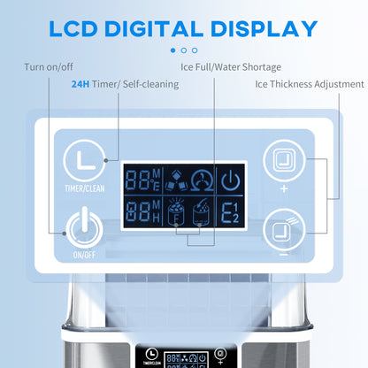 3.2L Compact Ice Machine, with LCD Screen and Accessories - Silver-Tone