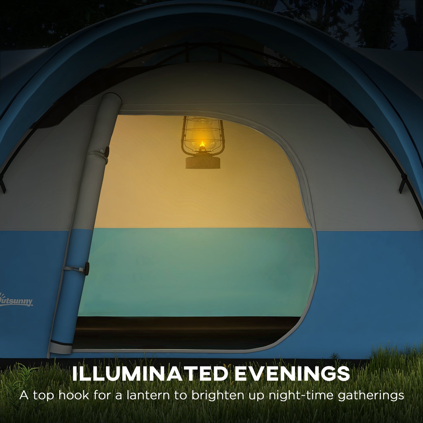 3000mm Waterproof Camping Tent for 7 Man, Family Tent with Porch and Sewn in Groundsheet, Portable with Bag, Blue