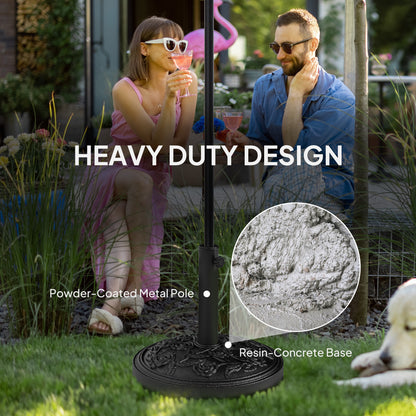 Parasol Base, Umbrella Base with Wheels Cast Iron Effect, for Umbrella, Canopy, Weather Resistant, Black