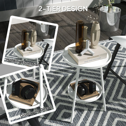 Two-Tier Metal Garden Table - White