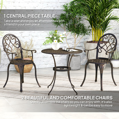 Three-Piece Elegant Aluminium Garden Set - Bronze Tone