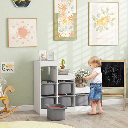 Toy Storage Organiser, Three-Layer Kids Toy Storage Units, with Removable Bins, for Ages 3-8 Years, Grey