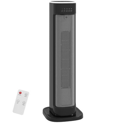 2000W Ceramic Electric Heater with 3 Heat Settings, Timer - Black
