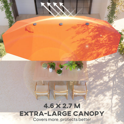 4.6m Double Garden Parasol - Orange