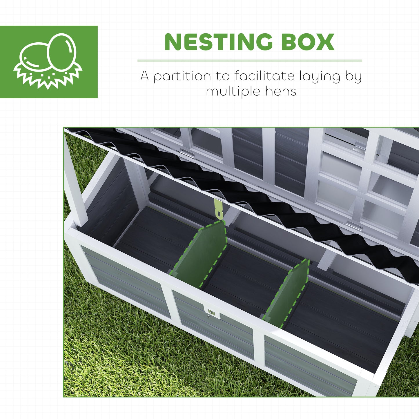 Wooden Chicken Coop with Nesting Box, Slide-Out Tray, Perches, for 2-4 Chickens, 100 x 86 x 100cm
