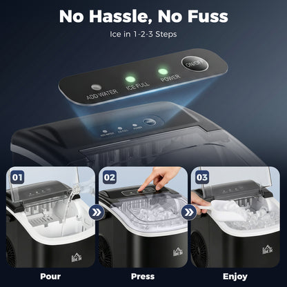Ice Maker Machine Countertop, 12 KG in 24 H, 9 Cubes in 6 Mins, Portable Ice Cube Maker with Handle