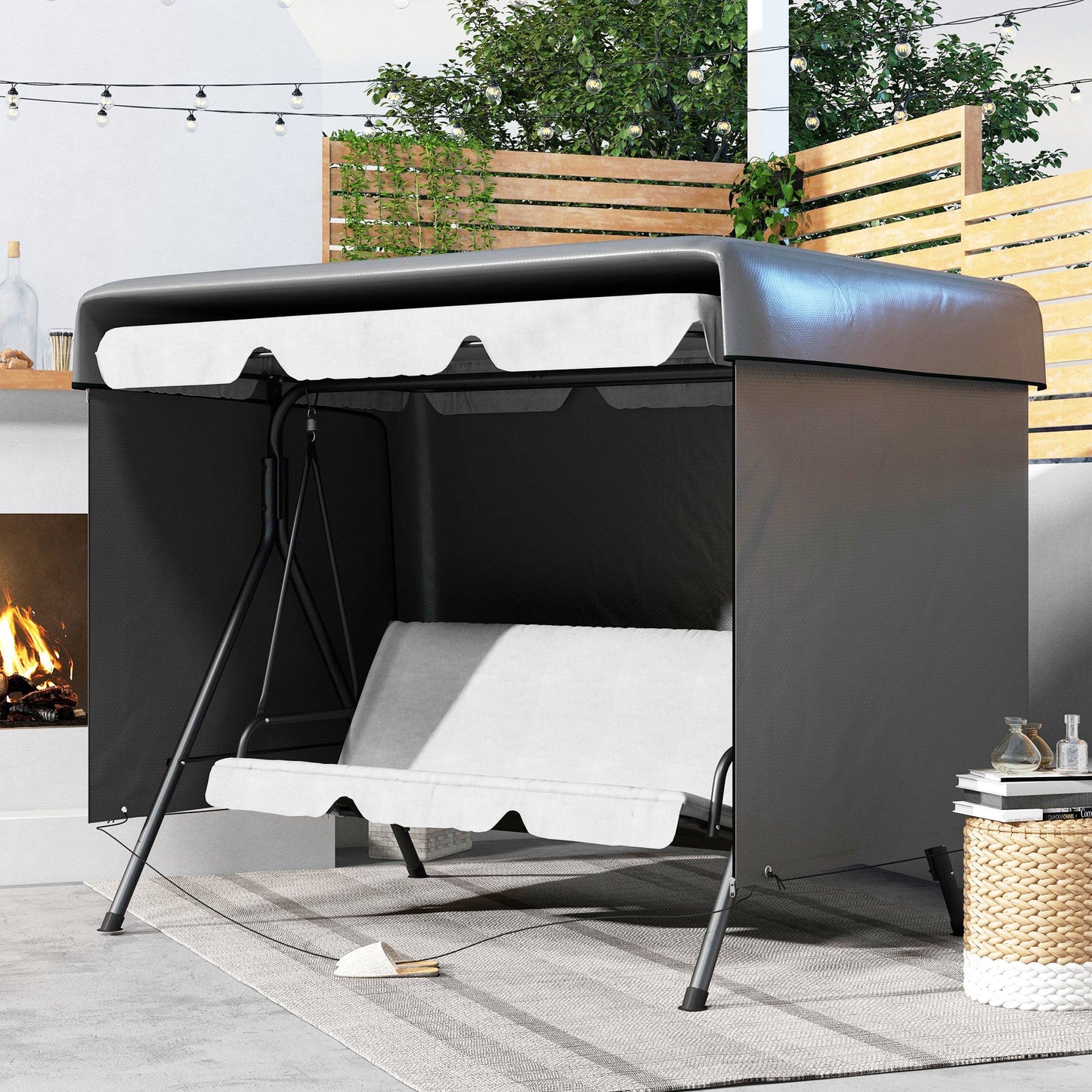 Patio 3 Seater Swing Chair Bench Cover Outdoor Garden Furniture Rain Protection Cover Protector Waterproof Anti-UV