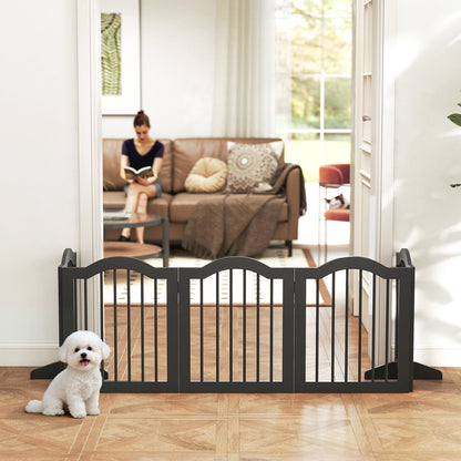 Freestanding Dog Gate Wooden Stair Gate for Dogs with Support Feet Foldable Pet Fence Safety Barrier for the House Doorway St