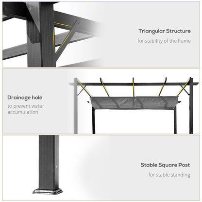 3 x 3 m Aluminum Gazebo, with Retractable Roof - Grey