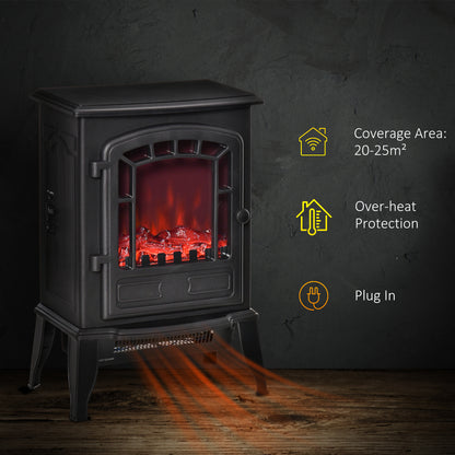 Free standing Electric Fireplace Stove, Fireplace Heater with Realistic Flame Effect, Overheat Safety Protection