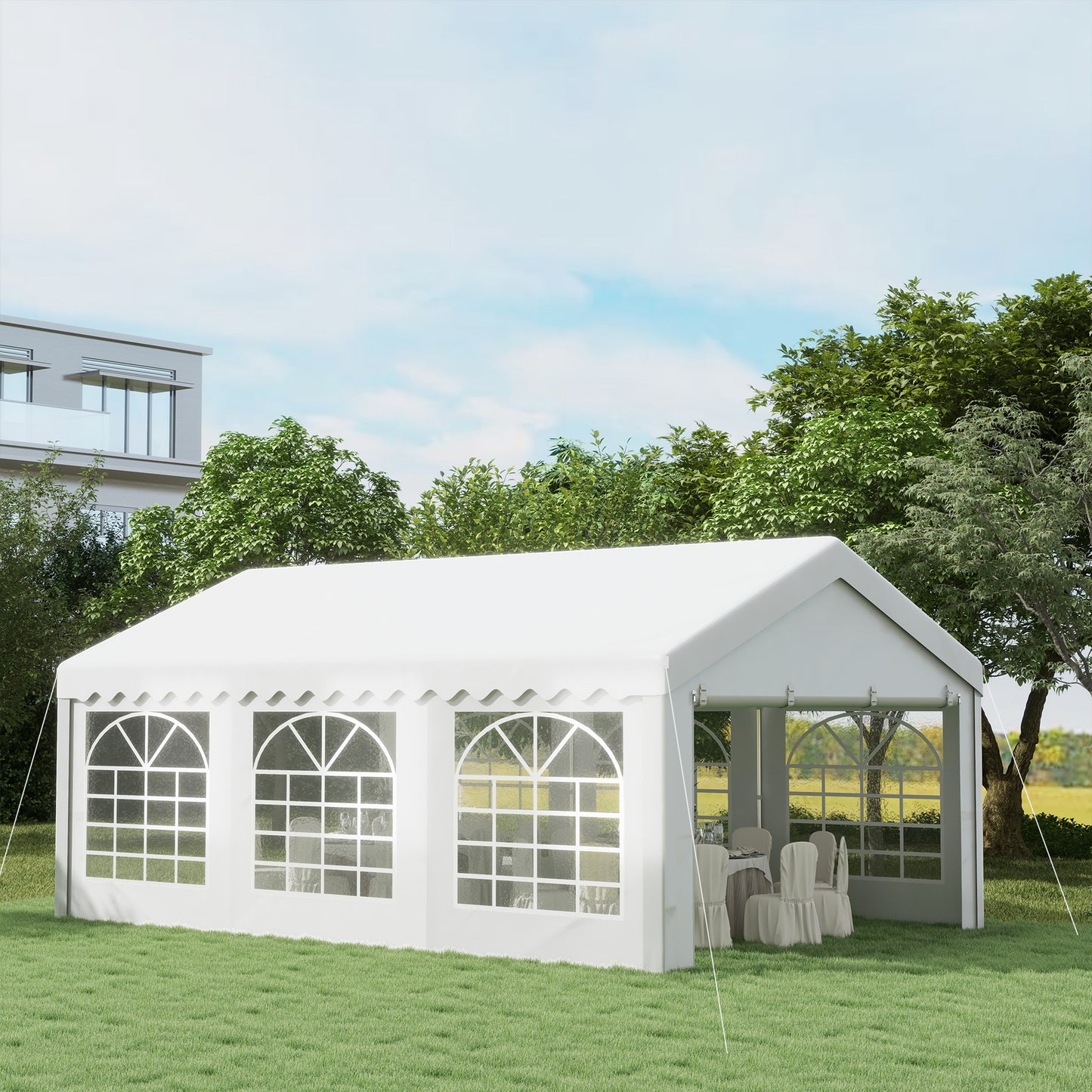6m x 4m Heavy Duty Garden Gazebo for Parties, Wedding and Events, White