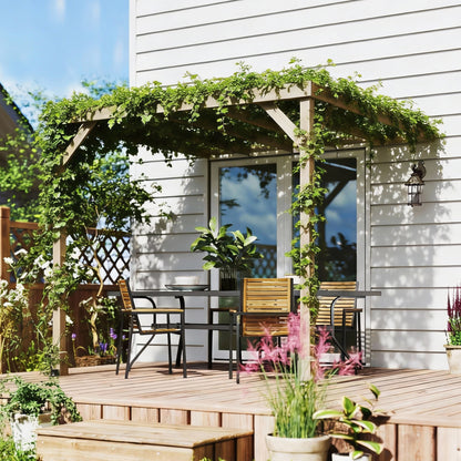 Lean-To Wooden Pergola Kit, Decorative Garden Gazebo with Stable Structure and Concrete Anchors, 2.4 x 2.4m, Light Brown