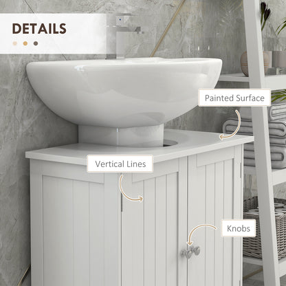 Under Sink Bathroom Storage Cabinet 2 Layers Vanity Unit Wooden - White