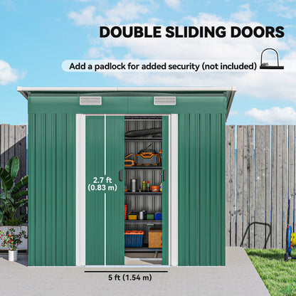 7 x 4ft Outdoor Storage Shed with Foundation Kit, Lean to Metal Garden Shed for Log, Rubbish Bin, Tool, Lawnmower, Bike
