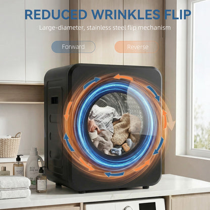Vented Tumble Dryer, 4 kg Front Tumble Dryer with Stainless Steel Tub, 800W Compact Freestanding Black