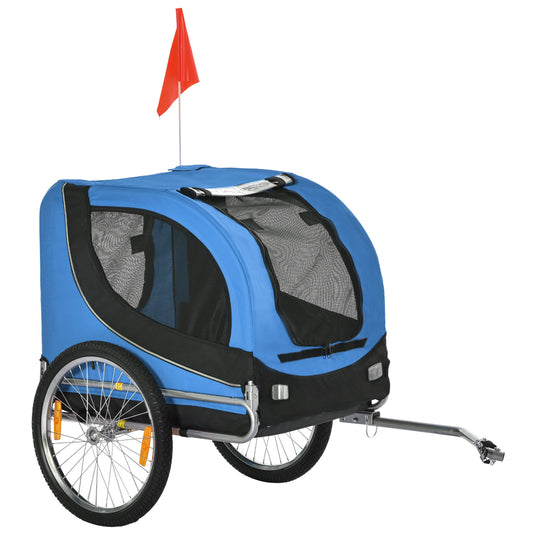 Steel Dog Bike Trailer Pet Cart Carrier for Bicycle Kit Weather Resistant w/ Hitch Coupler Travel Black and Blue