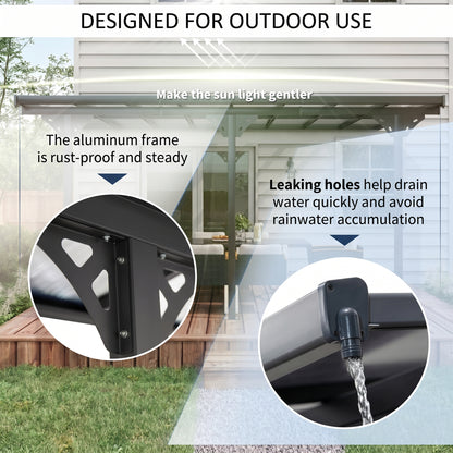 4.35 x 3m Outdoor Patio Gazebo Pergola, Retractable Pergola Canopy Aluminum Post & PC Roof, Grey
