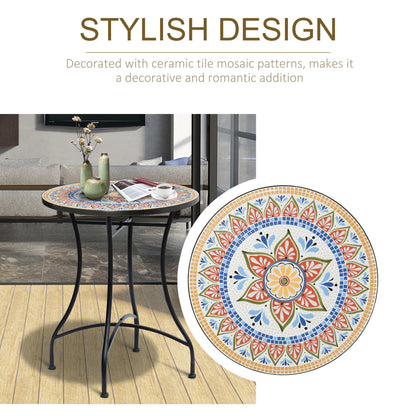 Φ60cm Mosaic Outdoor Patio Table - Red