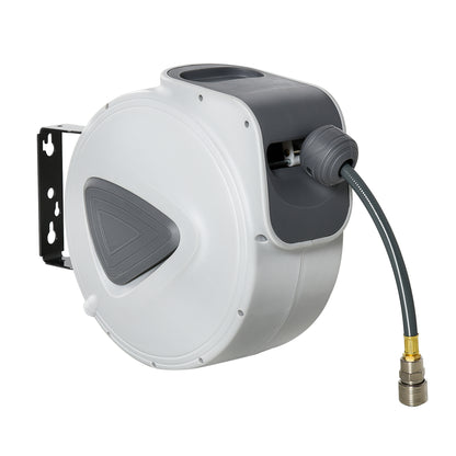 Retractable Air Hose Reel, Wall Mount Auto Rewind Hose- Reel, 10m+ 90cm Diameter 3/ 8" 9.5mm, Connector 1/ 4" BSP, Grey