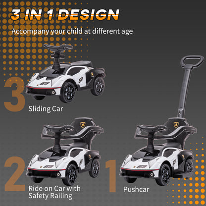 Licensed 2 in 1 Baby Ride on Push Car Toddler Push Along Car with Parent Handle Foot To Floor Slider with Horn Steering Wheel