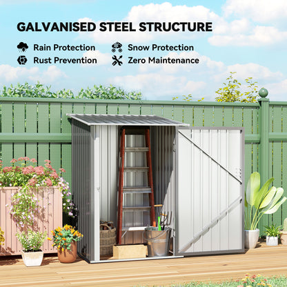 3.3 x 3.4ft Lean To Steel Garden Shed, with Locking Door - Grey