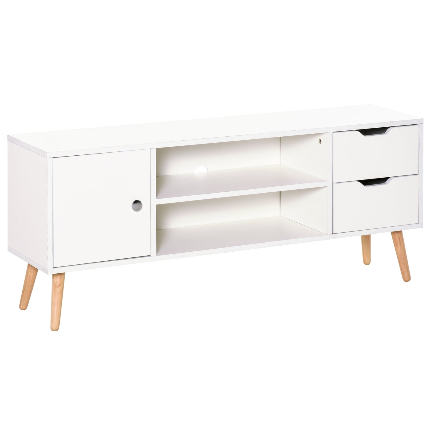 TV Stand for TVs up to 50", TV Console Cabinet with Open Storage Shelf and Drawers for Living Room
