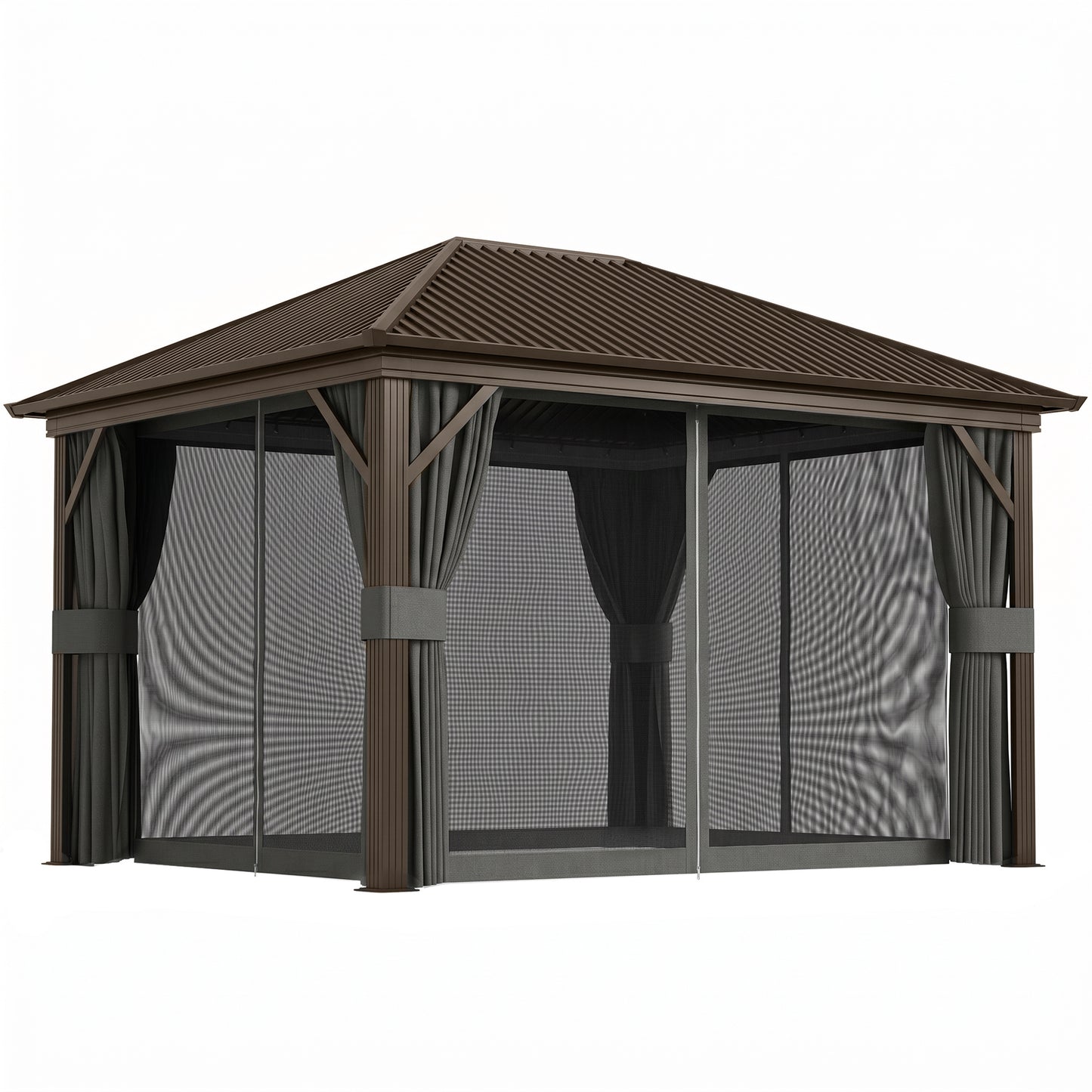 3.6 x 3 m Aluminium Hardtop Gazebo, with Accessories - Dark Grey