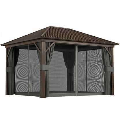 3.6 x 3 m Aluminium Hardtop Gazebo, with Accessories - Dark Grey