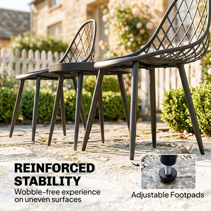 3-Piece Outdoor Bistro Set with 2 Chairs and Round Table for Garden, Balcony, Porch, Black
