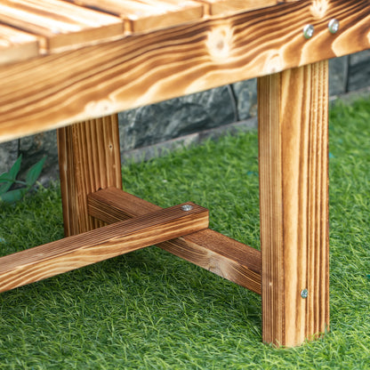 1 Piece 2-seater Outdoor Indoor Wooden Garden Bench Fir Patio Loveseat, 110L x 38W x 35Hcm, Carbonised