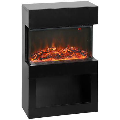 19" Electric Fireplace with Surround, 3D Flame Effect, 6 Colours & 3 Brightness Levels