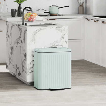 Dual Kitchen Bin, 2 x 20L Double Bin for Recycling and Waste, Fingerprint-proof Pedal Bin with Soft-Close Lid