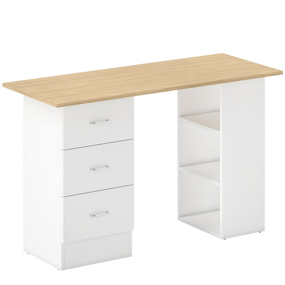 Computer Desk with Drawers, Home Office Desk, Writing Table, PC Workstation with 3 Storage Shelves for Working, Study