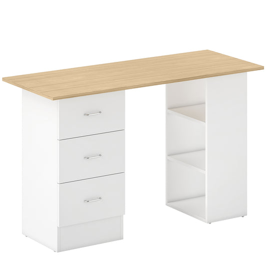 Computer Desk with Drawers, Home Office Desk, Writing Table, PC Workstation with 3 Storage Shelves for Working, Study