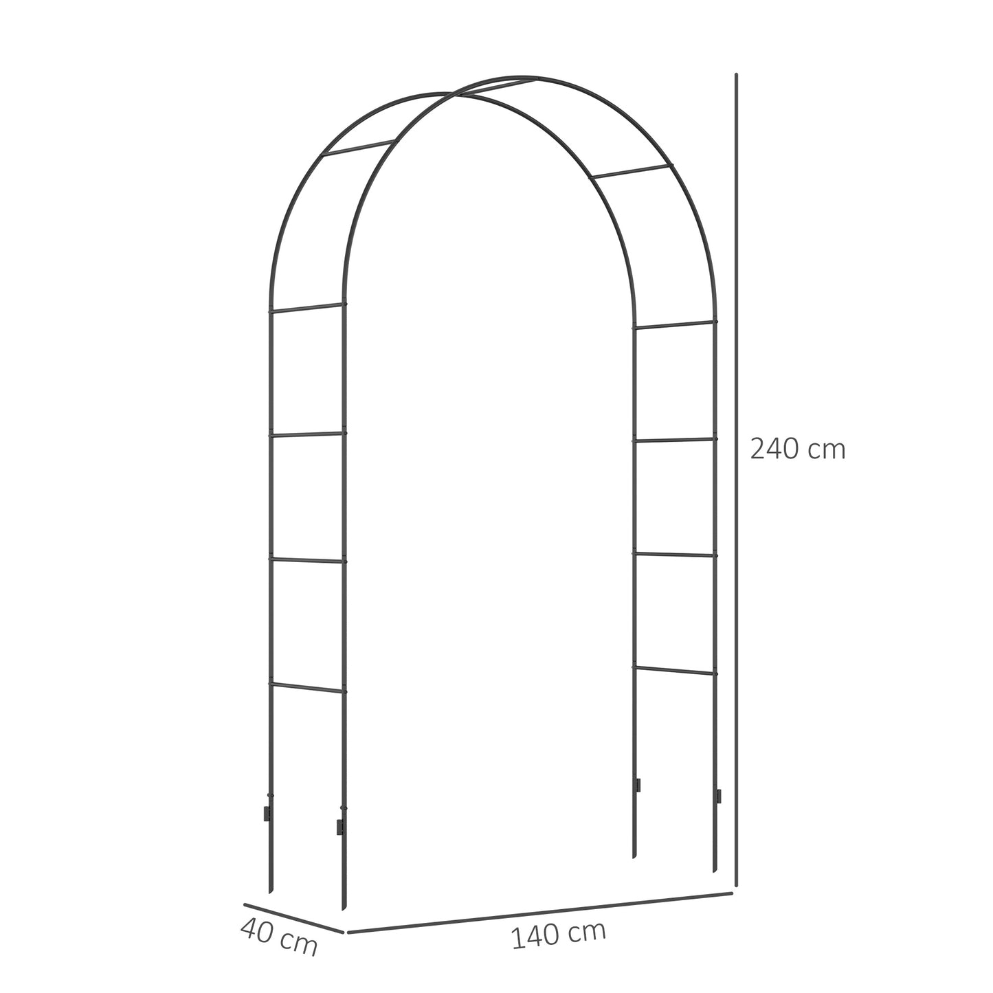 Outdoor Garden Arch, Metal Garden Arbor for Climbing Plants, Roses, Vines, Wedding Arch for Outdoor, 140L x 40W x 240H cm