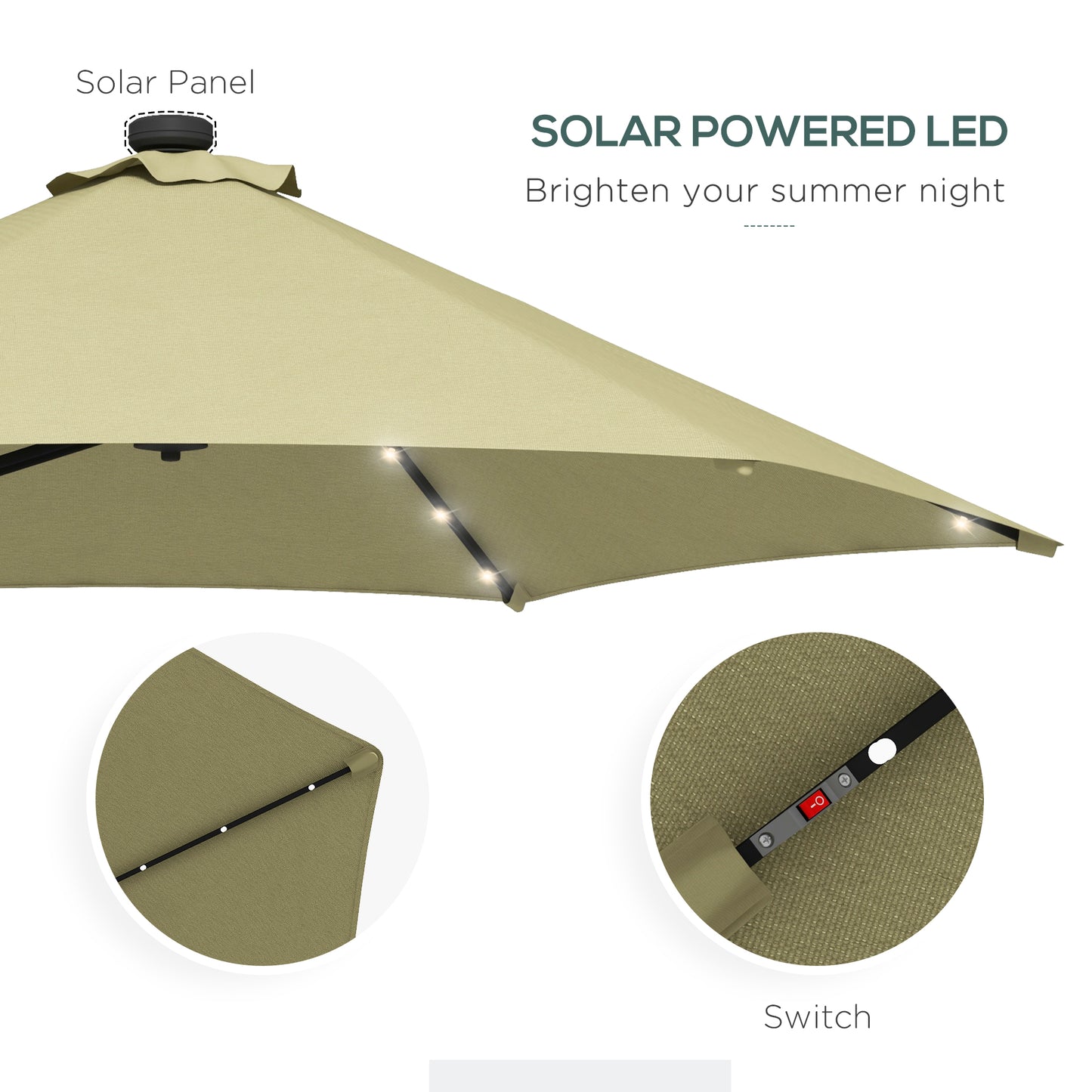 3(m) Solar LED Cantilever Parasol - Beige