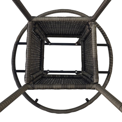70 cm Wood-Effect Rattan Garden Table - Grey