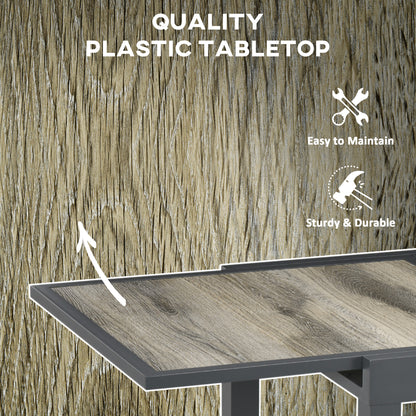 Extending Garden Table, Outdoor Dining Table for 6, Aluminium Frame Rectangular Patio Table with Plastic Board Tabletop