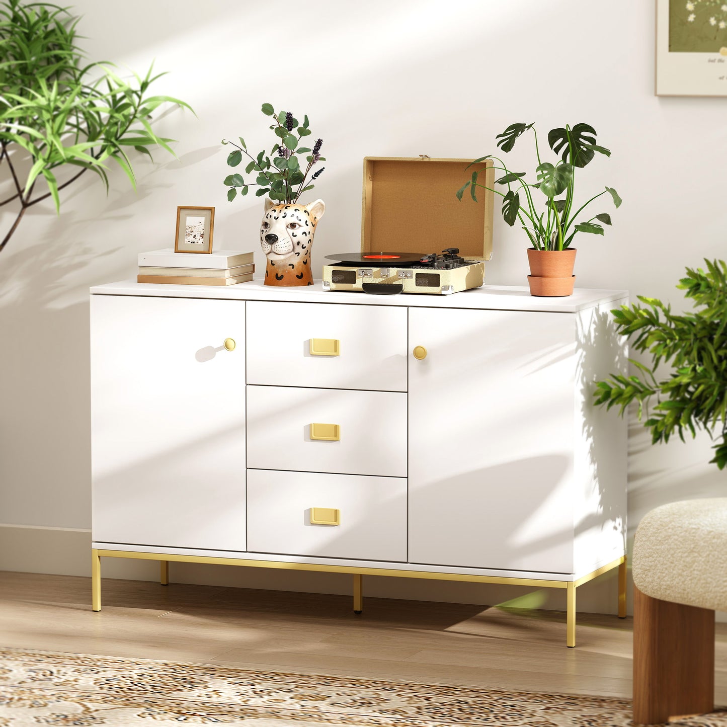 Modern White and Gold Sideboard