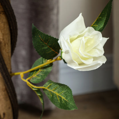 Set of Two Faux Rose Trees - White
