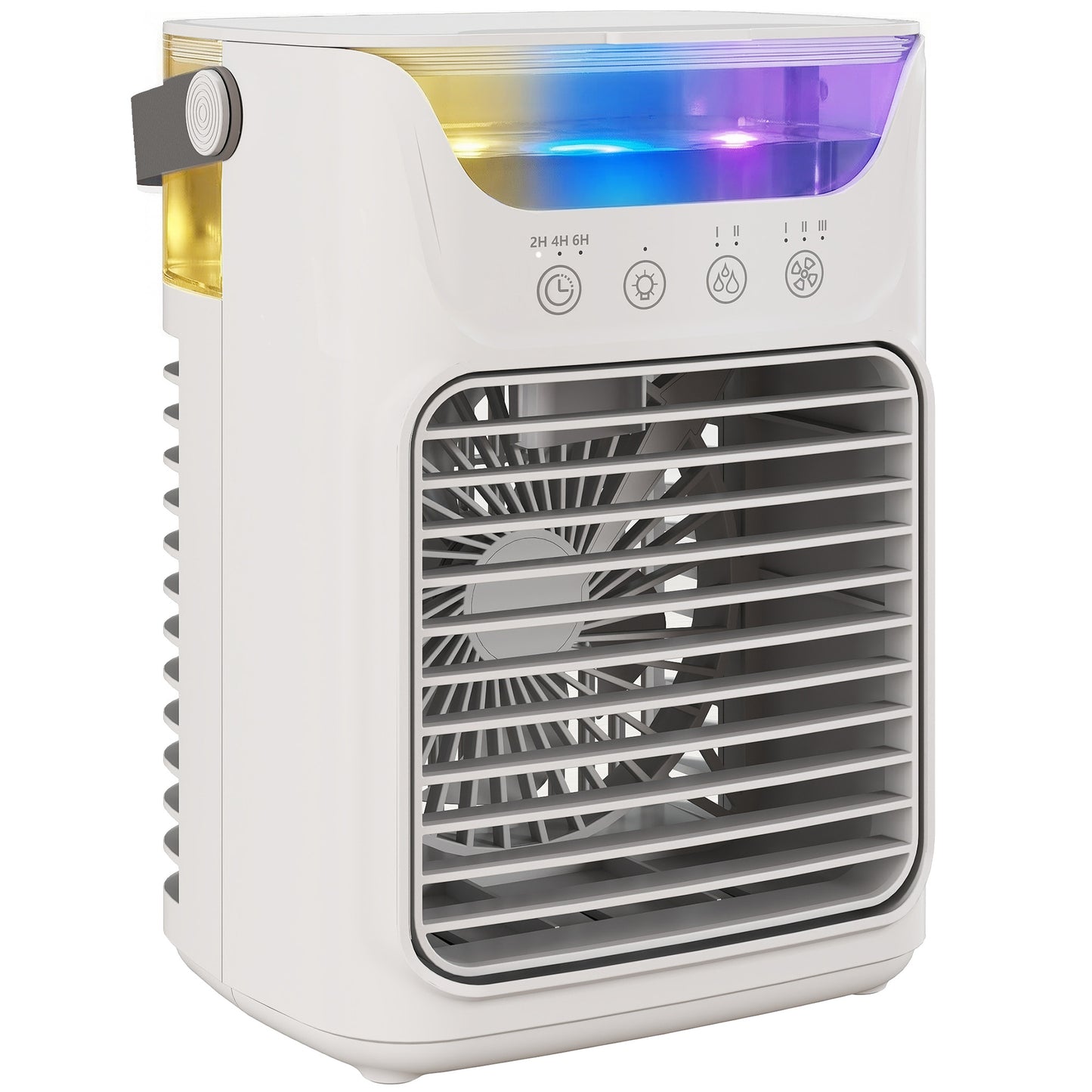 Air Cooler with Adjustable Head, Portable Air Conditioner with 3 Wind Speed, 2 Cool Mist, RGB Light, Grey