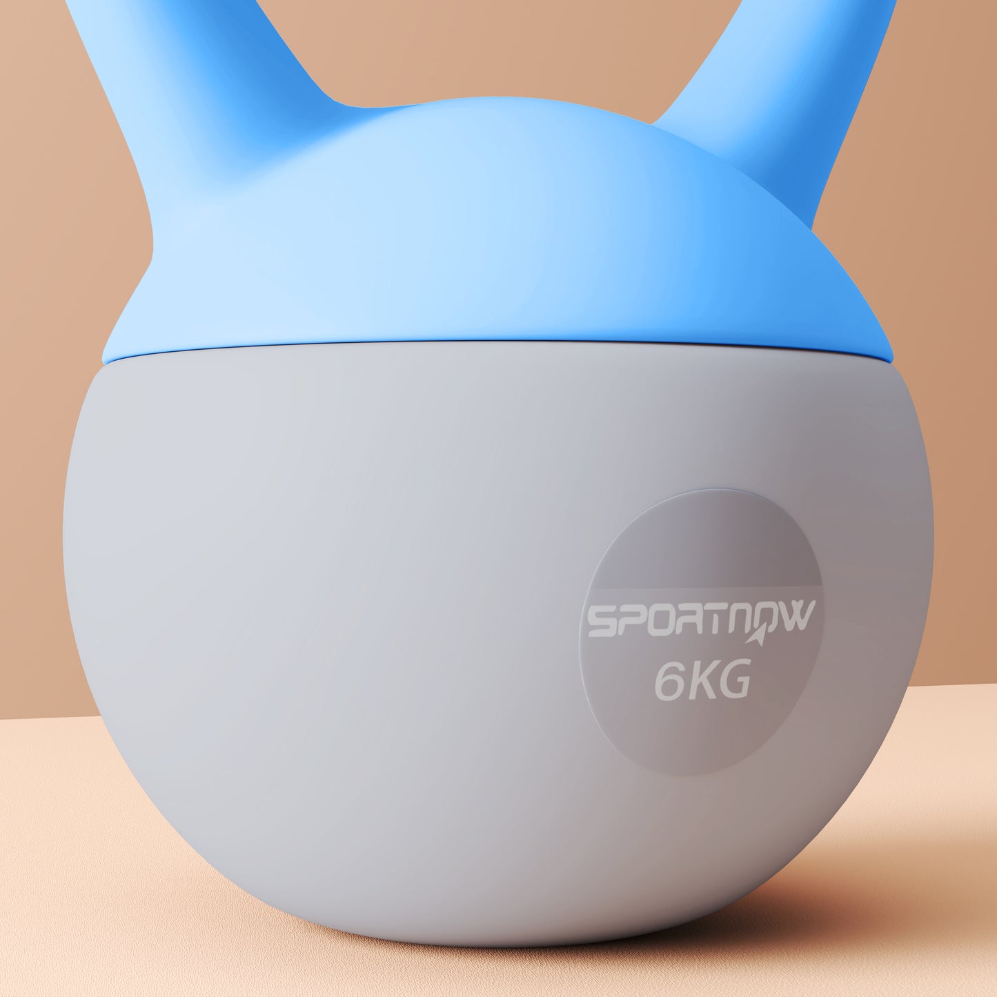 6KG Soft Kettlebell, Kettlebell with Non-Slip Handle for Home Gym, Weight Lifting, Strength Training, Light Blue/Grey