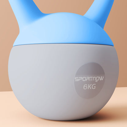 6KG Soft Kettlebell, Kettlebell with Non-Slip Handle for Home Gym, Weight Lifting, Strength Training, Light Blue/Grey