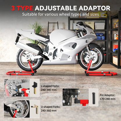 Motorcycle Stand, Front/Rear Paddock Stand, with 390 kg Weight Capacity, Red
