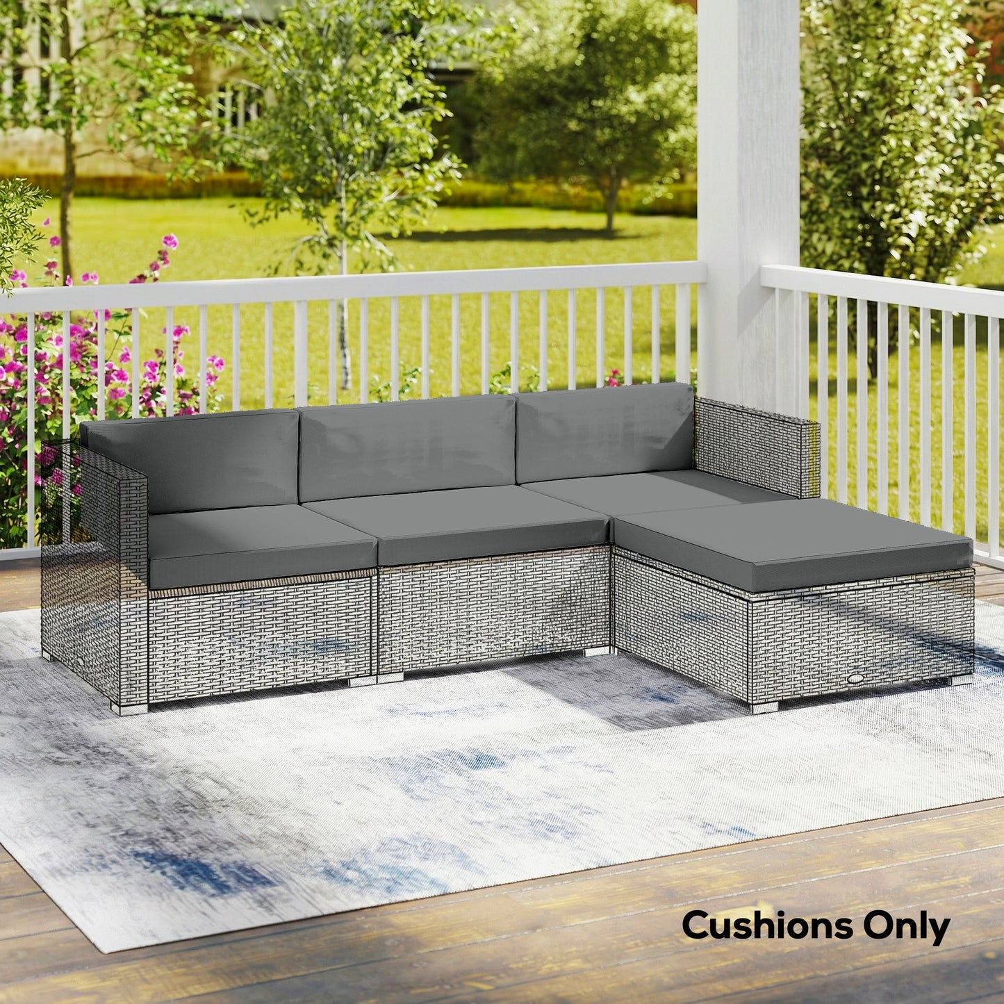 7-Piece Patio Furniture Cushions, Outdoor Loveseat Cushion with Removable Covers for Rattan Furniture, 60x60 cm, Dark Grey