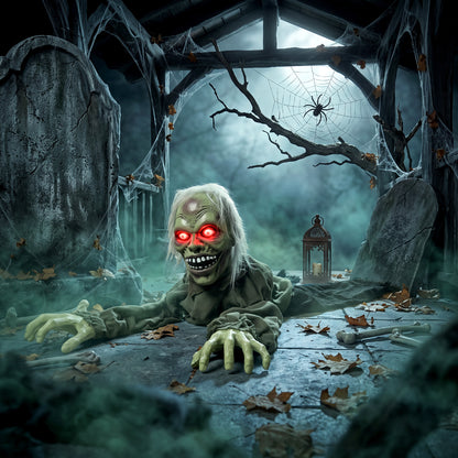 Halloween Decoration Halloween Animatronic Crawling Zombie with Light-Up Eyes and Creepy Sound