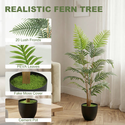 Artificial Fern Topiary Tree, Realistic Artificial Plant in Cement Pot, Fake Plant, 120cm
