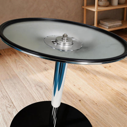 Round Bar Table, Modern Dining Table with Tempered Glass Top and Steel Frame for 4, 70 x 70 x 75.5cm, Black