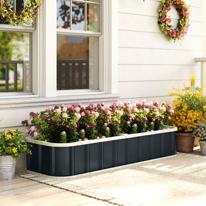 Galvanised Raised Garden Bed, 5 x 2 x 1 ft Metal Planter with Gloves and Folded Edging, Dark Grey